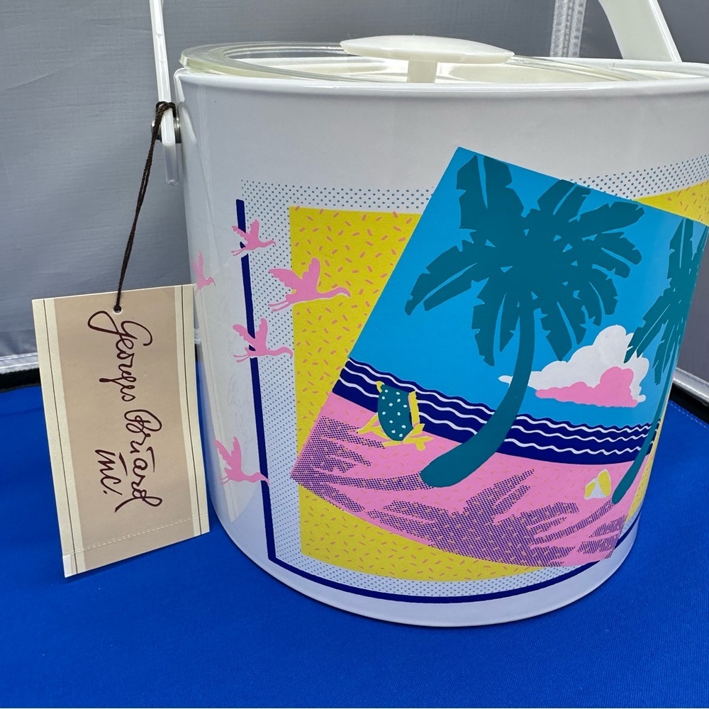 Vintage Georges Briard Retro 80s Beach Ice Bucket - Picture 3 of 10
